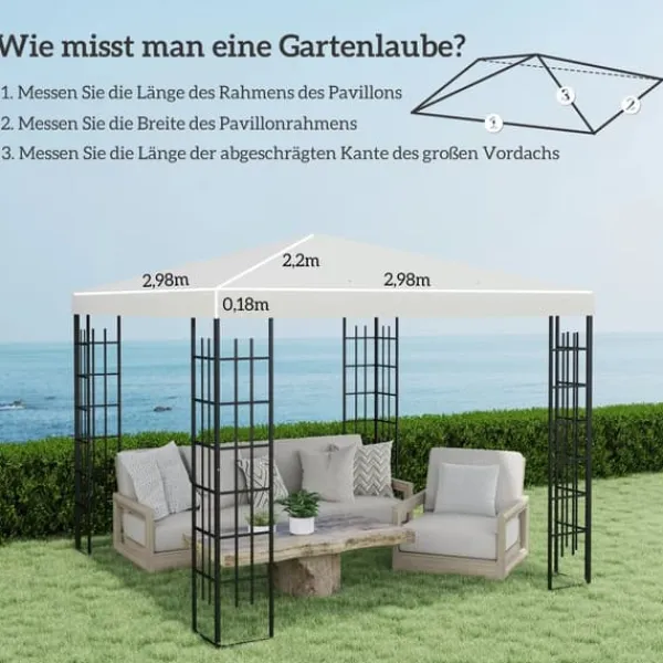 Telte & Lysthuse^Outsunny Udskiftningstag til Pavillon 3x3m, Vandtæt Oxford Polyester, Lysegrå