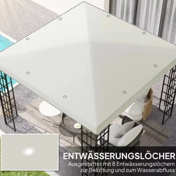 Telte & Lysthuse^Outsunny Udskiftningstag til Pavillon 3x3m, Vandtæt Oxford Polyester, Lysegrå