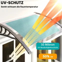Best Outsunny Vordach til hoveddør, terrasseoverdækning, skråtag af polycarbonat, gennemsigtig, 75x100cm Buer, Spalier, Lysthuse Uden Tag