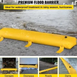 Beredskabsplaner^Oversvømmelsesbarriere: 3,6 m x 30 cm, genanvendelig PVC. Effektiv vandbeskyttelse til hjemmet, døre og garage.
