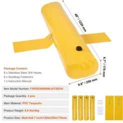 Beredskabsplaner^Oversvømmelsesbarrierer, sandbags alternative, 4-pak, effektive til hjemmet, døråbninger og indkørsler (4FTx6in)