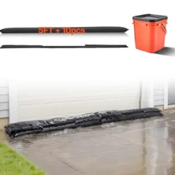 Beredskabsplaner^Oversvømmelsesposer - Sandfri sandsække - 10-pak - Vandaktiveret - Vandabsorberende - Genanvendelig - 153 x 21 cm - Til kælder/garage/døre