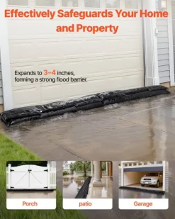 Beredskabsplaner^Oversvømmelsesposer - Sandfri sandsække - 10-pak - Vandaktiveret - Vandabsorberende - Genanvendelig - 153 x 21 cm - Til kælder/garage/døre