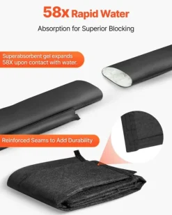 Beredskabsplaner^Oversvømmelsesposer - Sandfri sandsække - 10-pak - Vandaktiveret - Vandabsorberende - Genanvendelig - 153 x 21 cm - Til kælder/garage/døre