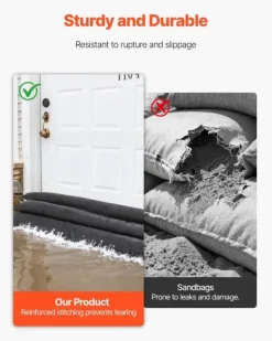 Beredskabsplaner^Oversvømmelsesposer - Sandfri sandsække - 10-pak - Vandaktiveret - Vandabsorberende - Genanvendelig - 153 x 21 cm - Til kælder/garage/døre