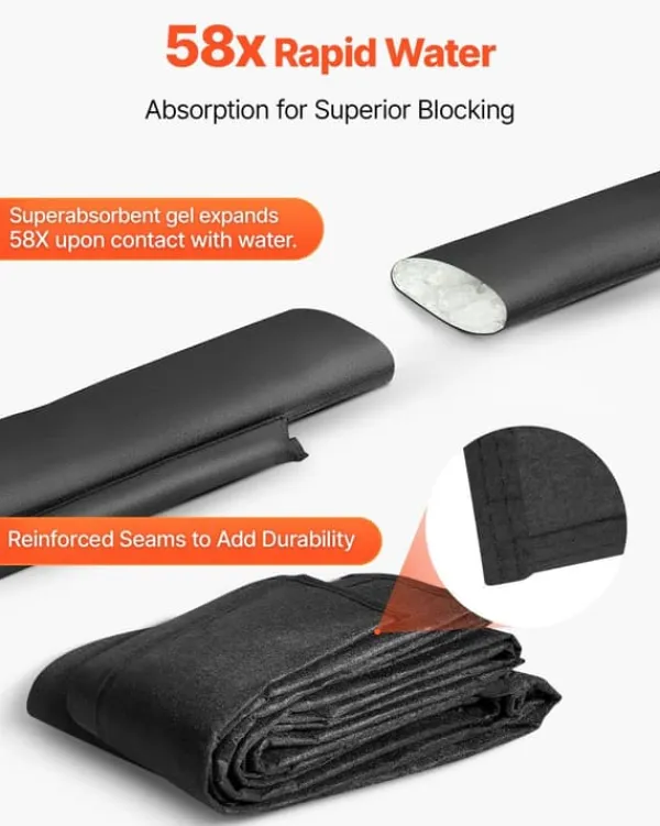 Discount Oversvømmelsesspærre - Oversvømmelsesposer/sandfri sandsække - Sæt af 8 stk - Vandaktiveret - Mål 480 x 435 mm - Genanvendelig - Til døre og kældre Beredskabsplaner