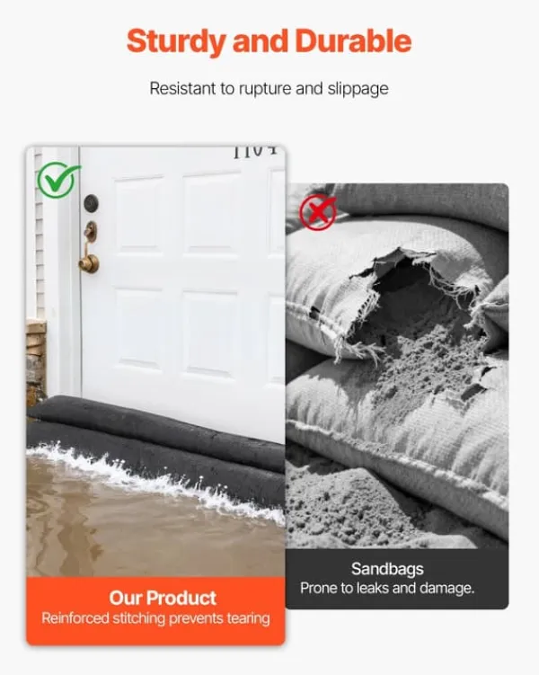 Discount Oversvømmelsesspærre - Oversvømmelsesposer/sandfri sandsække - Sæt af 8 stk - Vandaktiveret - Mål 480 x 435 mm - Genanvendelig - Til døre og kældre Beredskabsplaner
