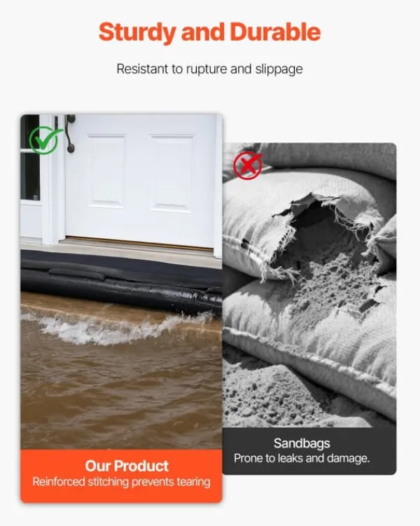 Oversvømmelsesspærre - Sandløse sandsække - 8-pak - 305 x 21 cm - Vandaktiveret - Genanvendelig - Vandabsorberende Beredskabsplaner