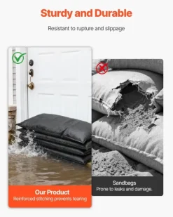 Outlet Oversvømmelsesspærre - Vandaktiverede sandløse sandsække - 6-pak - 83 x 43 cm - Vandabsorberende - Oversvømmelsesposer - Til dør, kælder, garage Beredskabsplaner