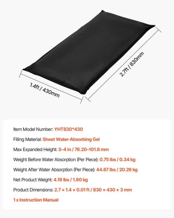Outlet Oversvømmelsesspærre - Vandaktiverede sandløse sandsække - 6-pak - 83 x 43 cm - Vandabsorberende - Oversvømmelsesposer - Til dør, kælder, garage Beredskabsplaner
