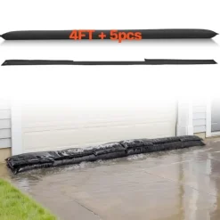 Outlet Oversvømmelsesspærre - Vandaktiverede sandfri sandsække 4-pak - 153 x 21 cm - Genanvendelig - Vandabsorberende barriere - Til dør, kælder, garage Beredskabsplaner