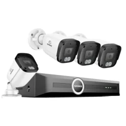 Online Overvågningskamera, 5 MP opløsning, nattevisionskapacitet,8CH 4Stk Kamera, Ingen Sikkerhedsmonitorer & Videokameraer