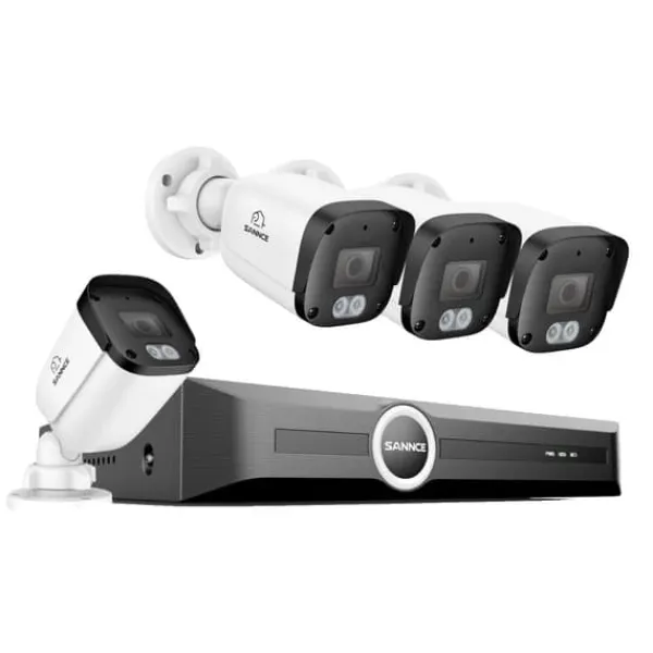 Sikkerhedsmonitorer & Videokameraer^Overvågningskamera, 5 MP opløsning, nattevisionskapacitet,8CH 4Stk Kamera, 1T