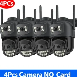 Best Overvågningskamera, Dobbelt Linse, Nattesyn,4PCs CAM NO kort, EU stik Sikkerhedsmonitorer & Videokameraer