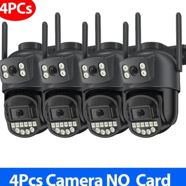Best Overvågningskamera, Dobbelt Linse, Nattesyn,4PCs CAM NO kort, EU stik Sikkerhedsmonitorer & Videokameraer