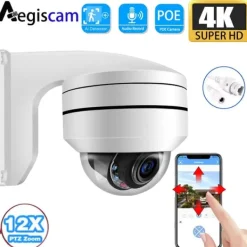 Overvågningskamera, 4K Høj Opløsning, 12X Optisk Zoom,8MP POE PTZ Kamera Sikkerhedsmonitorer & Videokameraer