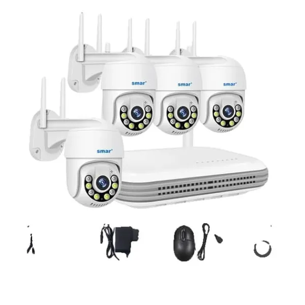 Outlet Overvågningskamera Kit, 5MP Opløsning, Tovejs Lyd, Ingen, 8CH NVR X 4 kameraer 3mp Sikkerhedsmonitorer & Videokameraer