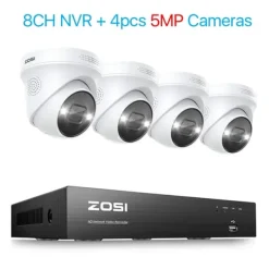 Sikkerhedsmonitorer & Videokameraer^Overvågningskamera System, 5MP Opløsning, Farve Natvision,2T-a, 4PCS 5MP kameraer