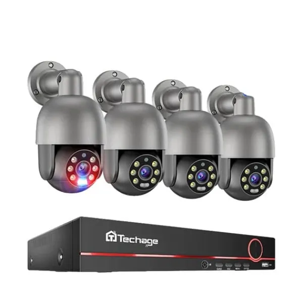 Sikkerhedsmonitorer & Videokameraer^Overvågningskamera System, 8 Kanaler, AI Menneske Detektion,8CH 5MP 4PCS CAM, Ingen indbygget HDD