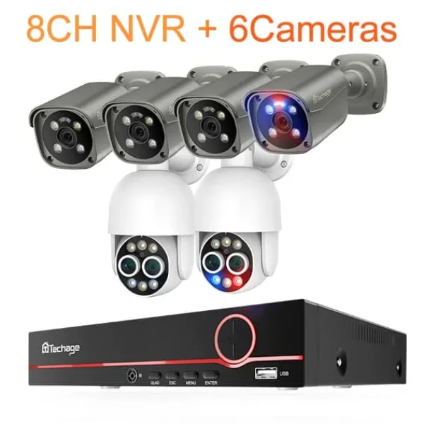 Best Overvågningskamera System, 4K Opløsning, AI Menneske Detektion, Ingen, 8CH NVR 6 Kamera B Sikkerhedsmonitorer & Videokameraer