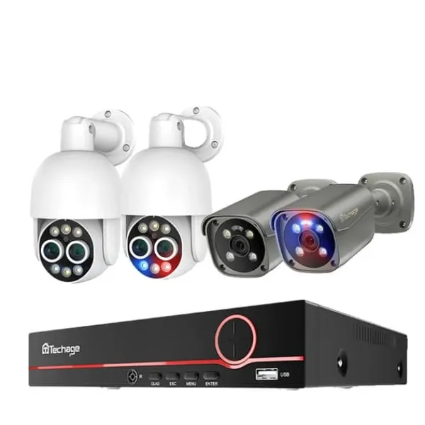 Discount Overvågningskamera System, 4K Opløsning, AI Menneske Detektion, 3T (udendørs sport), 8CH NVR 4 kamera Sikkerhedsmonitorer & Videokameraer
