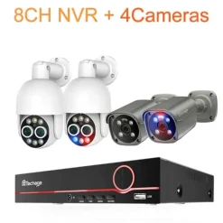 Discount Overvågningskamera System, 4K Opløsning, AI Menneske Detektion, 3T (udendørs sport), 8CH NVR 4 kamera Sikkerhedsmonitorer & Videokameraer