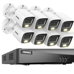Sikkerhedsmonitorer & Videokameraer^Overvågningskamera System, 5MP Opløsning, Vejrbestandigt Design,8CH DVR 8Pcs Kits, 1T