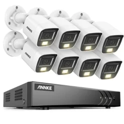 Sikkerhedsmonitorer & Videokameraer^Overvågningskamera System, 5MP Opløsning, Vejrbestandigt Design,8CH DVR 8Pcs Kits, 1T