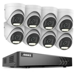 Sikkerhedsmonitorer & Videokameraer^Overvågningskamera System, 5MP Opløsning, Vejrbestandigt Design,8CH DVR 8Pcs Kits, Ingen