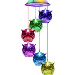 Outlet Owl Solar Wind Chime Ljus Vattentät färg Ändrar Utomhus Solar Garden Dekorativa lampor för Mors Dag Mamma Födelsedag Trädgård Trädgårdsdekoration Vinddekoration