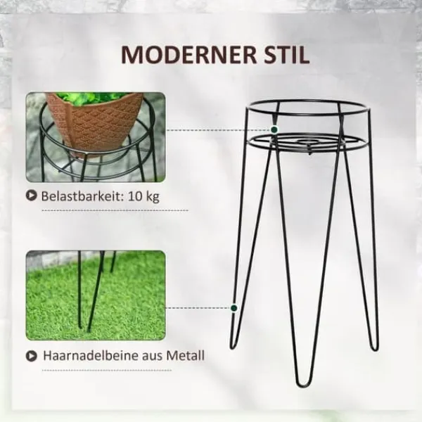 Plantestativer^3-pak blomsterstativer i metal til potter op til Ø16 cm – sort