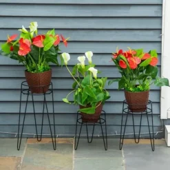 Plantestativer^3-pak blomsterstativer i metal til potter op til Ø16 cm – sort