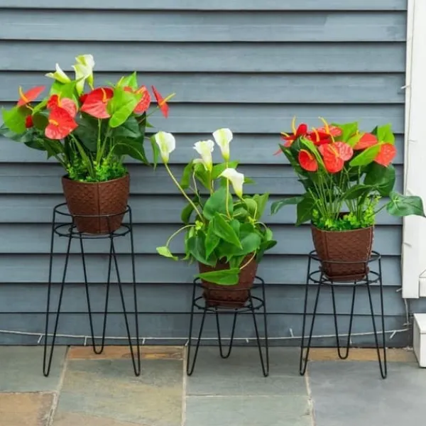 Plantestativer^3-pak blomsterstativer i metal til potter op til Ø16 cm – sort
