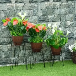 Plantestativer^3-pak blomsterstativer i metal til potter op til Ø16 cm – sort