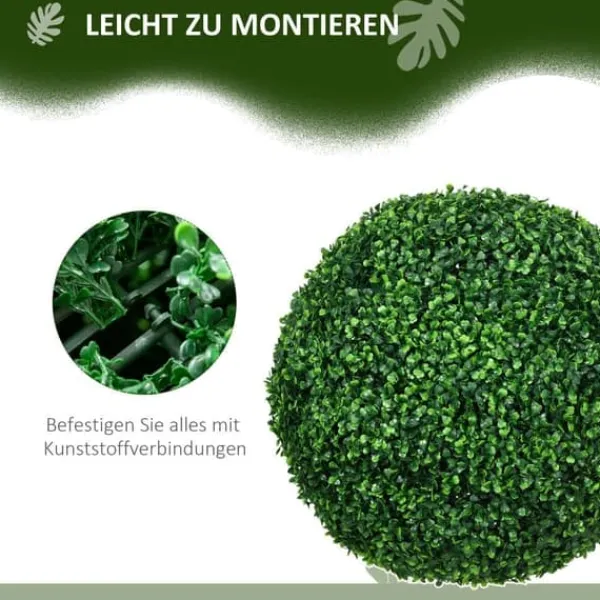 Discount 2-pak buksbomkugler 50 cm kunstige, plast, til hjem, kontor & have Havedekorationer