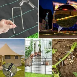 Sale 10-pak galvaniserede stålhavepæle U-formede teltpæle til landskabspleje til at sikre ukrudtsspærredug, vandingsrør, hegn, presenninger, julepynt Haveduge
