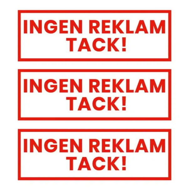 Postkasser & Brevindkast^3-pak ingen reklame takkeret klistermærkatrød 3,5x10,5 cm