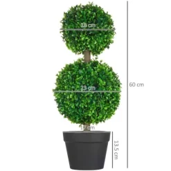 Online 2-pak kunstig buksbom 60 cm dobbeltkugle, UV-beskyttelse, til hjem & have Haveplanter