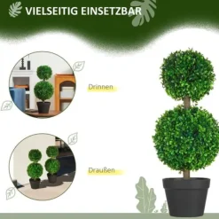 Online 2-pak kunstig buksbom 60 cm dobbeltkugle, UV-beskyttelse, til hjem & have Haveplanter