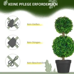 Online 2-pak kunstig buksbom 60 cm dobbeltkugle, UV-beskyttelse, til hjem & have Haveplanter