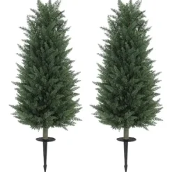 Havedekorationer^2-pak kunstig cypres 100 cm med jordspyd, naturtro til have & hjem