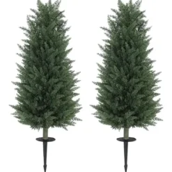 Havedekorationer^2-pak kunstig cypres 100 cm med jordspyd, naturtro til have & hjem