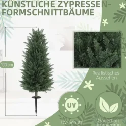 Havedekorationer^2-pak kunstig cypres 100 cm med jordspyd, naturtro til have & hjem