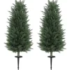 Clearance 2-pak kunstig cypres 100 cm med jordspyd, naturtro til have & hjem Træ
