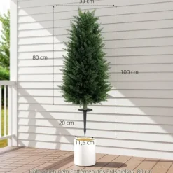 Clearance 2-pak kunstig cypres 100 cm med jordspyd, naturtro til have & hjem Træ