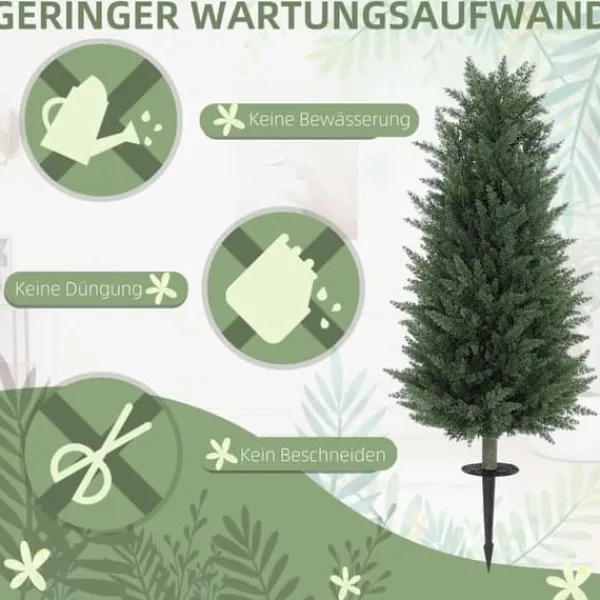 Clearance 2-pak kunstig cypres 100 cm med jordspyd, naturtro til have & hjem Træ