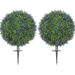 Hot 2-pak kunstig lavendel 60 cm UV-beskyttet med jordspyd, til hjem & have Haveplanter