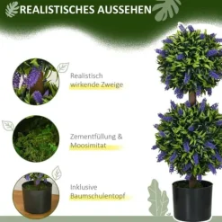 Havedekorationer^2-pak kunstig lavendel 70 cm med potte, UV-beskyttelse, til hjem & have