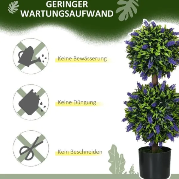 Havedekorationer^2-pak kunstig lavendel 70 cm med potte, UV-beskyttelse, til hjem & have