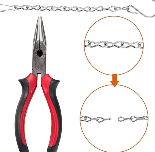Til Fugle & Småvildt^10-pak med 50 cm sølvfarvede ophængningskæder til fuglefoderhuse, urtepotter, lanterner og dekorationer
